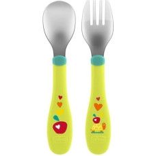 Chicco 086658 METAL CUTLERY 18M + GREEN