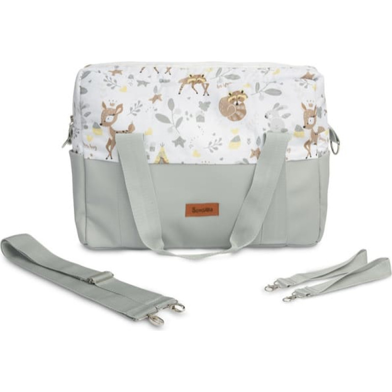 Sensillo ECO LEATHER stroller BAG WHITE FOREST ADVENTURE
