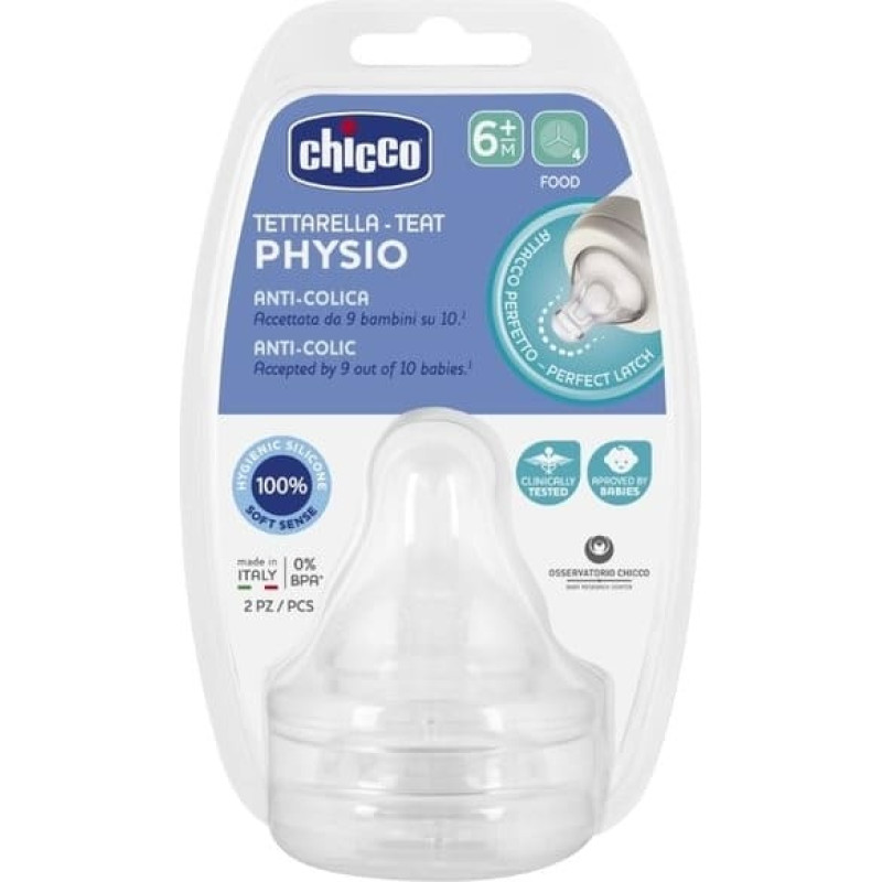 Chicco 122226 BOTTLE teat PERFECT5 SILICONE 6M + 2PCS