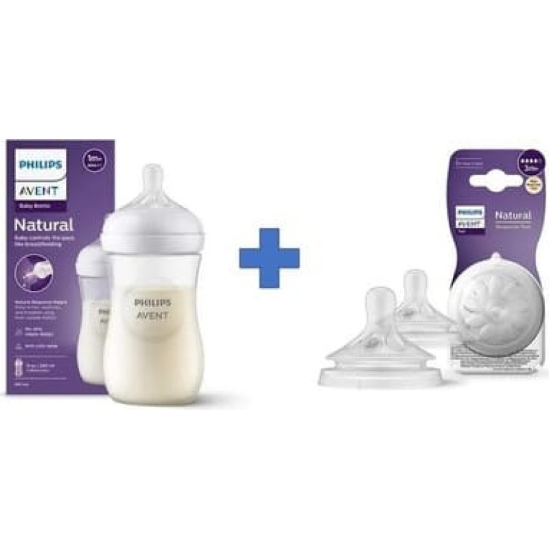 Philips Avent SCY903/01 + SCY964/02 NATURAL BOTTLE 260ML + NATURAL pacifier 3+ 2pcs PROMOTION -20%