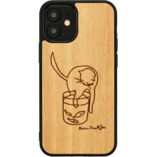 Man&Wood case for iPhone 12 mini cat with red fish