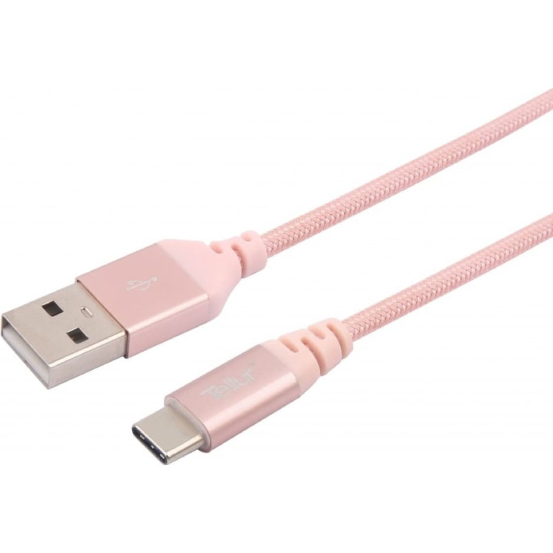 Tellur Data cable, USB to Type-C, made with Kevlar, 3A, 1m rose gold