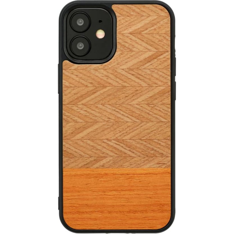 Man&Wood case for iPhone 12 mini herringbone arancia black
