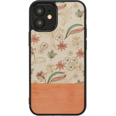 Man&Wood case for iPhone 12 mini pink flower black