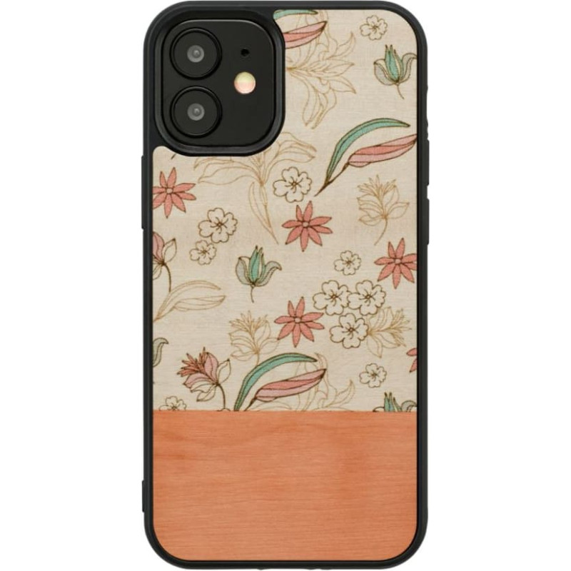 Man&Wood case for iPhone 12 mini pink flower black