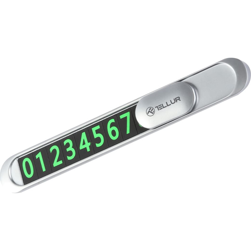Tellur Temporary Car Parking Phone Number Card Metallic Silver