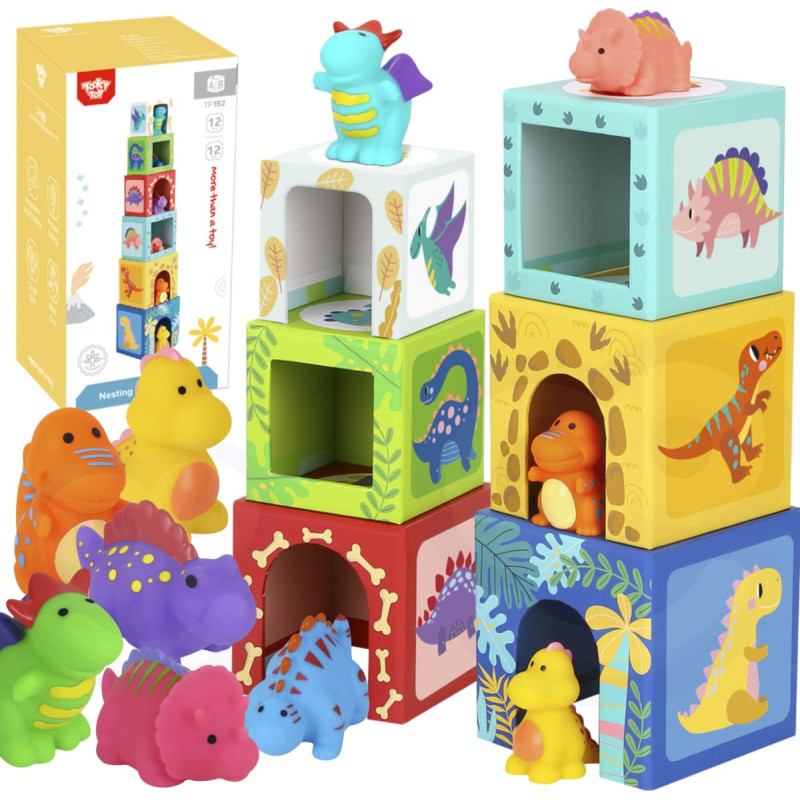 Tooky Toy – Mediniai kaladėlės: edukacinė dėlionė + 6 žaidimų figūrėlės, 12 dalių