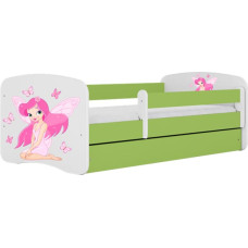 Kocot Kids Bed babydreams green fairy with butterflies without drawer with mattress 140/70