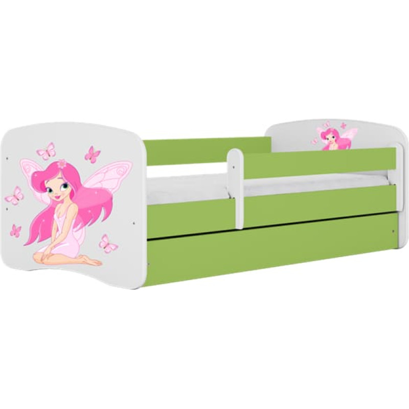 Kocot Kids Bed babydreams green fairy with butterflies without drawer with mattress 140/70