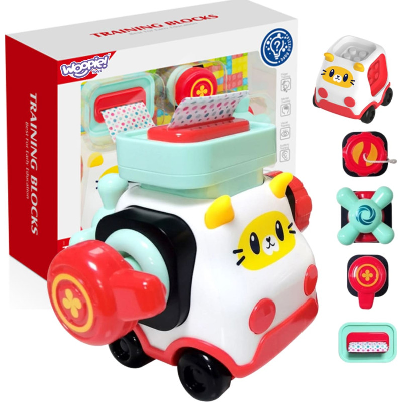 Woopie BABY Montessori Manipulacyjny Zestaw Konstrukcyjny Samochód Kotek 2