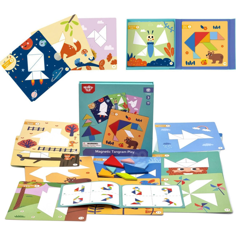 Tooky Toy Puzzle Tangram Układanka dla Dzieci Nauka Kształtów Figury Kształty 18el.
