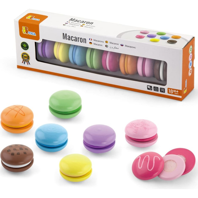 Viga Drewniane Ciastka Kolorowe Ciasteczka Zestaw Makaroników 8 szt