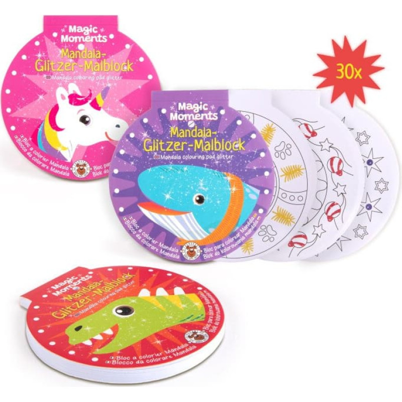 Trendhaus Magic Moments - Spalvinimo knygelė - Blizgančios mandalos (1 vnt., 3 dizainai)