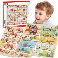 Tooky Toy Interaktywna Tablica Edukacyjna Sorter Montessori Zwierzątka i Alfabet