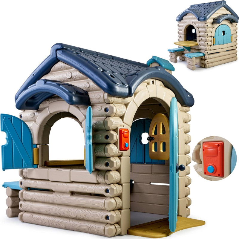 Feber Duży Domek Ogrodowy Casual z Wysuwaną Ławeczką Chatka z Belek