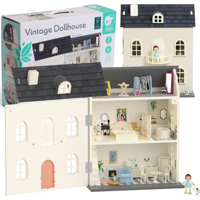 Classic World Drewniany Domek dla Lalek Vintage