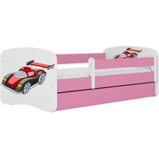 Kocot Kids Bed babydreams pink racing car with drawer with non-flammable mattress 160/80