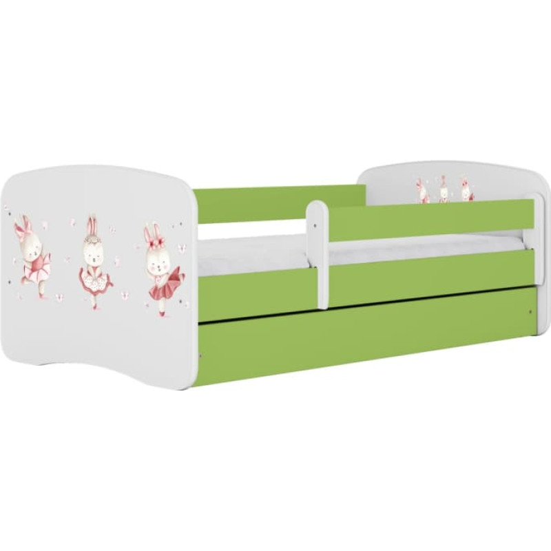 Kocot Kids Bed babydreams green bunnies with butterflies without drawer with mattress 140/70