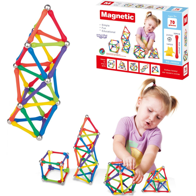 Woopie Klocki Magnetyczne Konstrukcyjne Układanka Kreatywna 70 el.