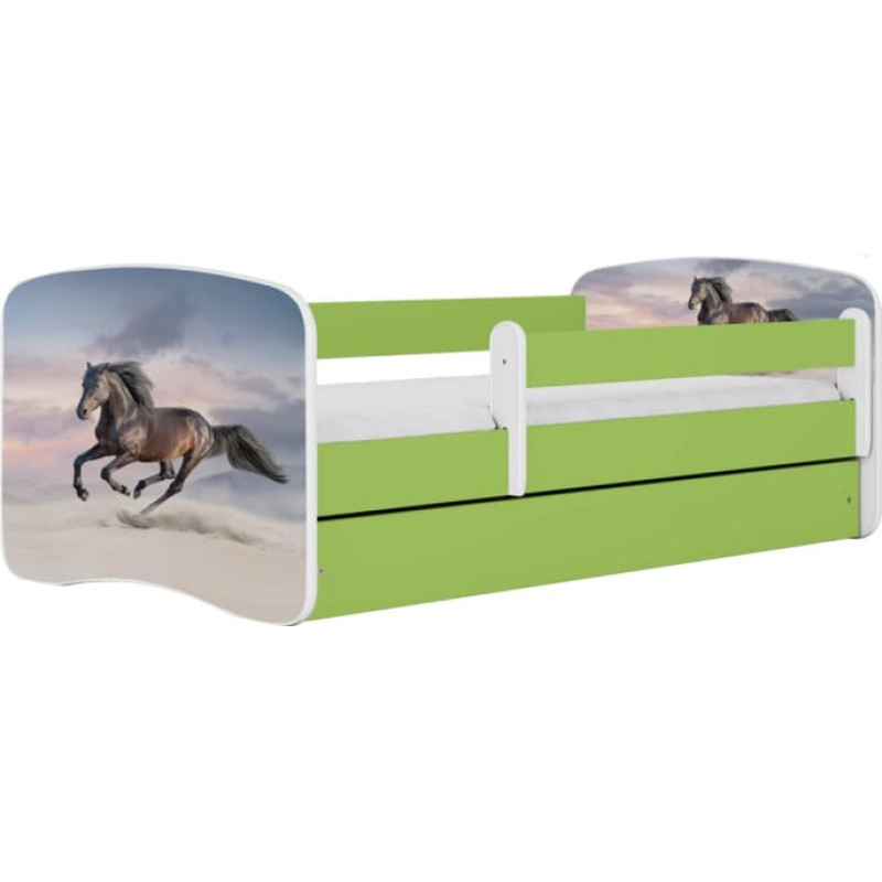 Kocot Kids Bed babydreams green galloping horse with drawer with mattress 180/80