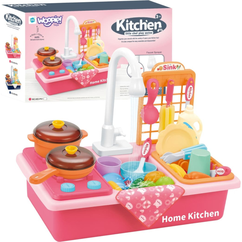 Woopie Zlewozmywak 2w1 Kuchnia dla Dzieci Różowa