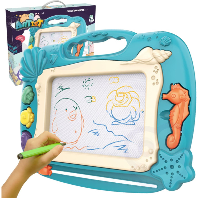 Woopie Znikopis Tablica Magnetyczna Kolorowa Stempelki Motyw Oceanu Zielony