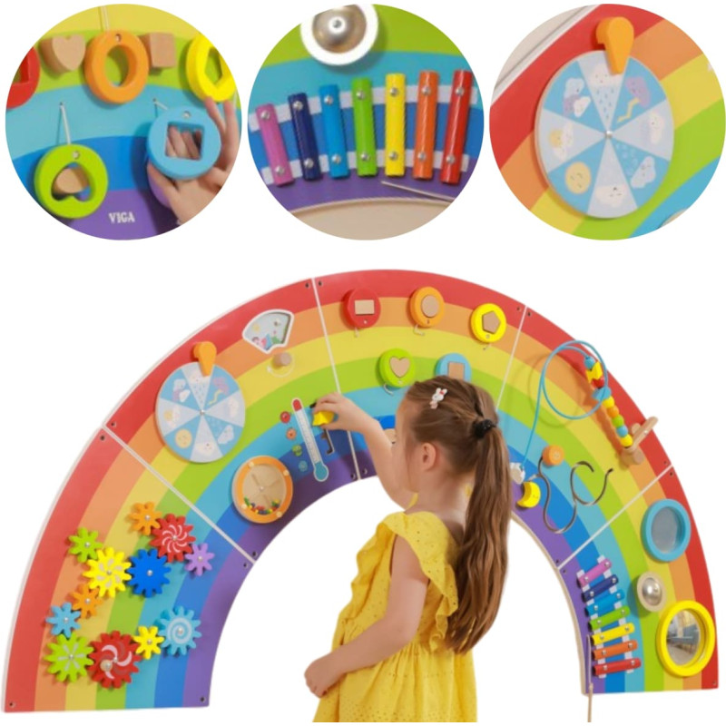 Viga Medinė sensorinė-manipuliacinė lenta EDU Vaivorykštė, su FSC sertifikatu