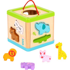 Tooky Toy Drewniany Sorter Kostka Edukacyjna Zwierzątka