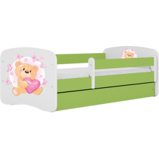 Kocot Kids Bed babydreams green teddybear butterflies with drawer with mattress 180/80