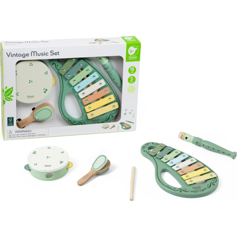 Classic World Drewniany Zestaw Vintage Instrumentów Muzycznych 18ms+