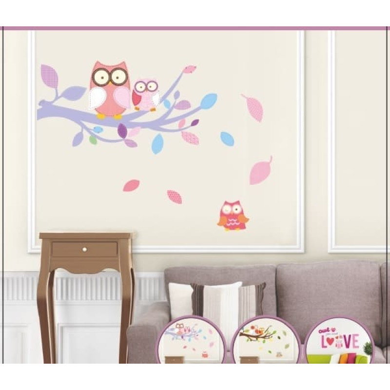 Minikid Dekoracje ścienne 3D - SOWY RÓŻOWE SLK-9328