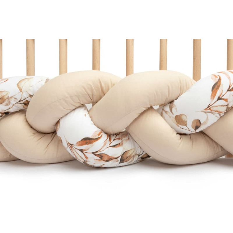 Sensillo Braided Crib Bumpers 210 cm – BEIGE PLANTS