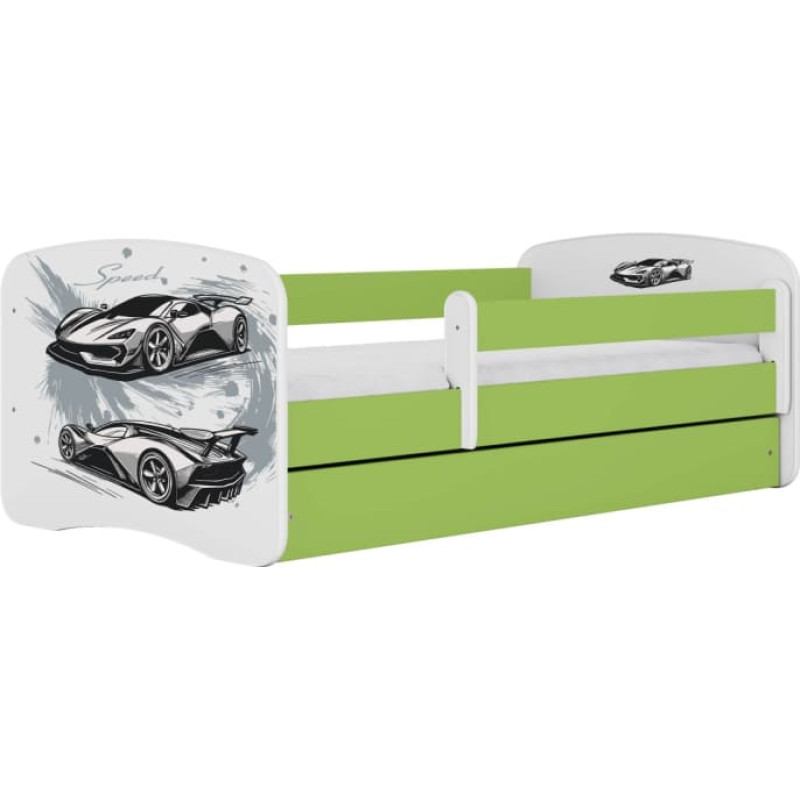 Kocot Kids Bed babydreams green sports car with drawer with mattress 160/80