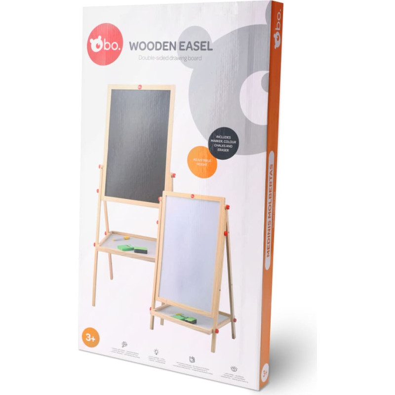 BO . Medinis molbertas, dvipusė piešimo lenta