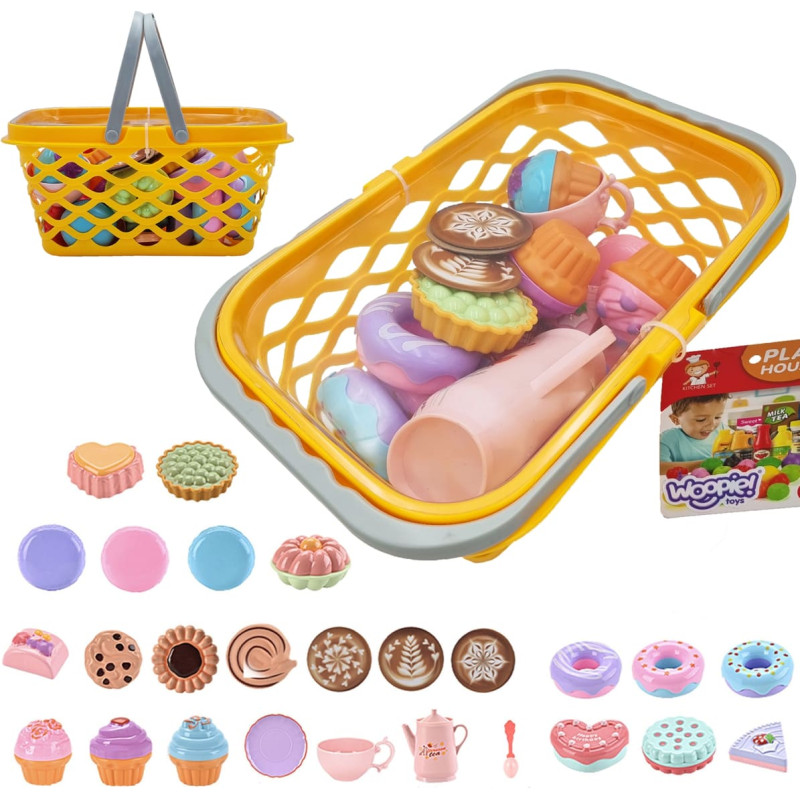 Woopie Koszyk na Zakupy z Zestawem do Herbaty i Słodyczami 26 el.