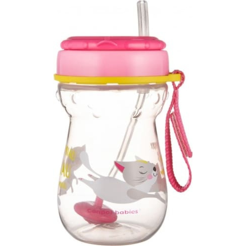 Canpol Babies CANPOL 56/521 Bidon z rurką silikonową i odważnikiem 350 ml Kotek