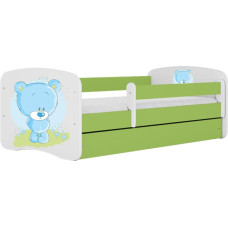 Kocot Kids Bed babydreams green blue teddybear without drawer with mattress 140/70