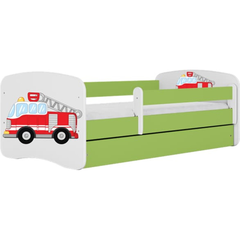 Kocot Kids Bed babydreams green fire brigade with drawer with mattress 140/70