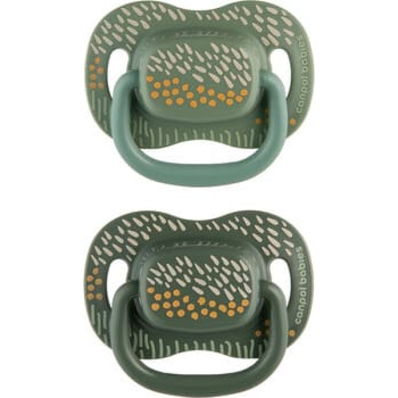 Canpol Babies CANPOL 34/930 Smoczek uspokajający silikonowy symetryczny 0-6 m MOUNTAINS 2 szt. zielony