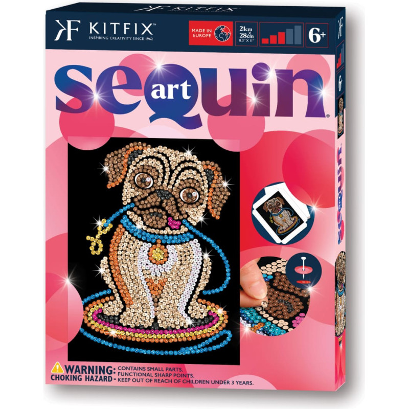 Kitfix DIY „Sequin Art“ raudonasis rinkinys „Mopsiukė Lilė“