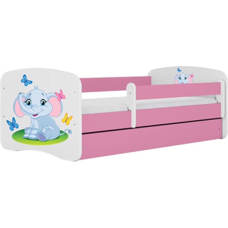 Kocot Kids Bed babydreams pink baby elephant with drawer with mattress 140/70