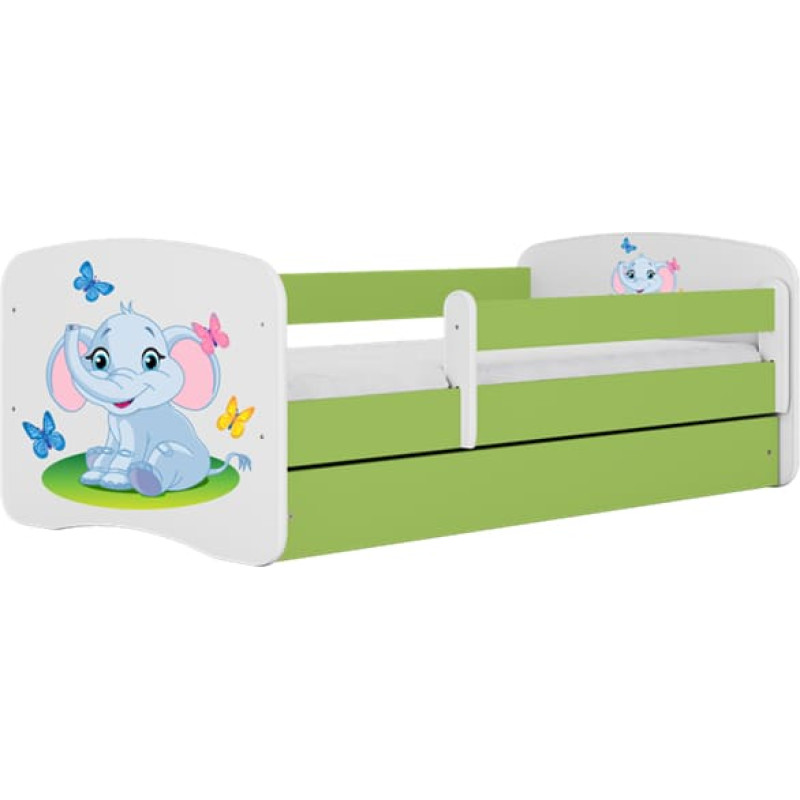 Kocot Kids Bed babydreams green baby elephant with drawer with mattress 180/80