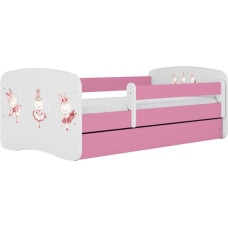 Kocot Kids Bed babydreams pink bunnies with butterflies with drawer with mattress 140/70