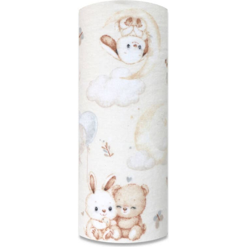Minikid Diaper - 14497 - FLANNEL PRINT - EGA - DEER & TEDDY BEAR - BEIGE - size 70x80 cm