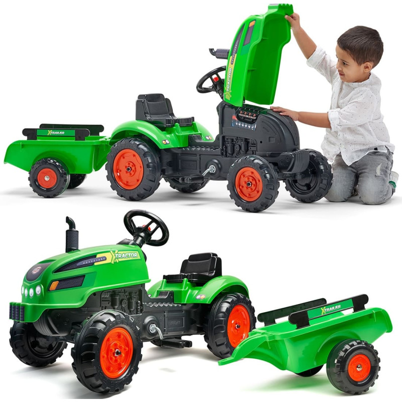 Falk Traktorek X Tractor Zielony z Przyczepką Klakson od 2 Lat