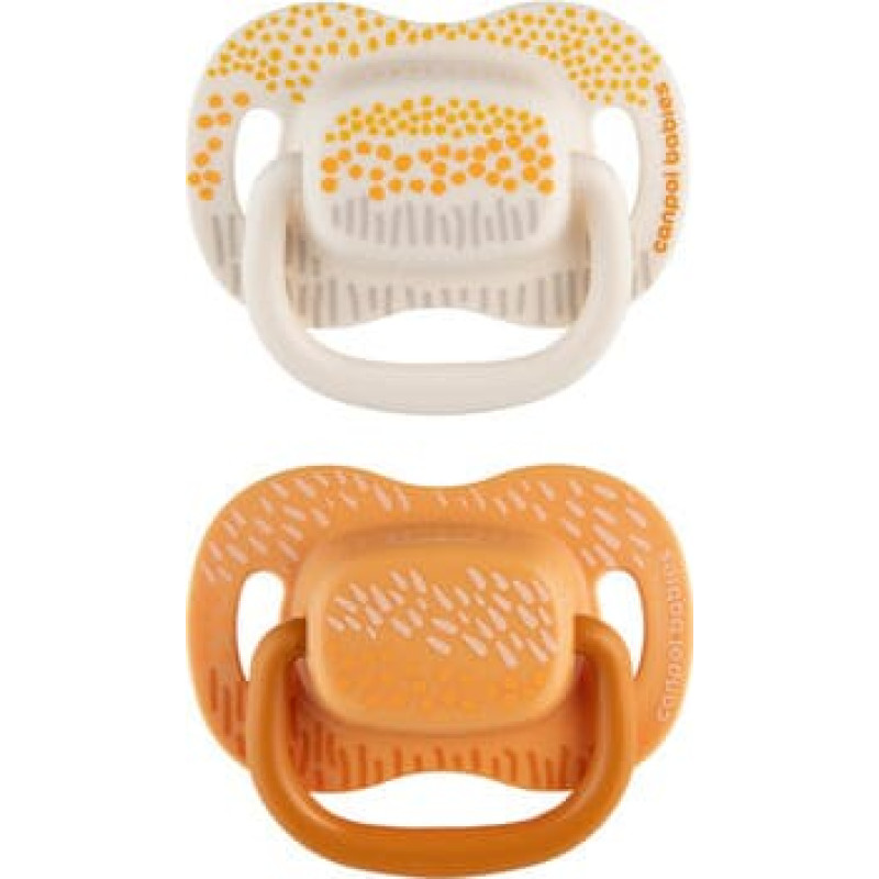 Canpol Babies CANPOL 34/931 Smoczek uspokajający silikonowy symetryczny 6-18 m MOUNTAINS 2 szt żółty