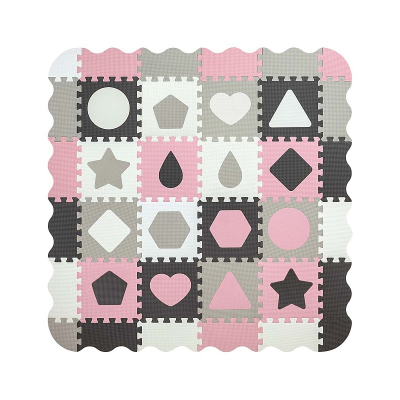 MILLY MALLY Foam playmat puzzle 148x148cm Jolly 4x4 Shapes - Pink Grey