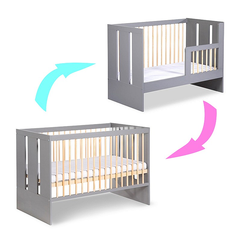 LittleSky PAULINE vaikiška lovytė su nuimamu šoniniu skydeliu, 120x60 cm, grafito spalvos