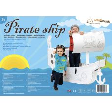 ANNAHOUSE Foldable Cardboard Pirate Ship 160 × 110 × 65 cm