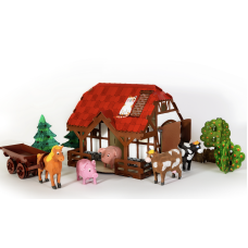 ANNAHOUSE Foldable Cardboard Playhouse 3D Construction / Coloring Set “Farm” 330 × 337 × 35 mm